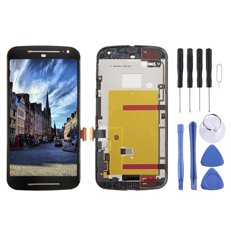 3 in 1  LCD + Frame + Touch Pad Digitizer Assembly for Motorola Moto G2 Black