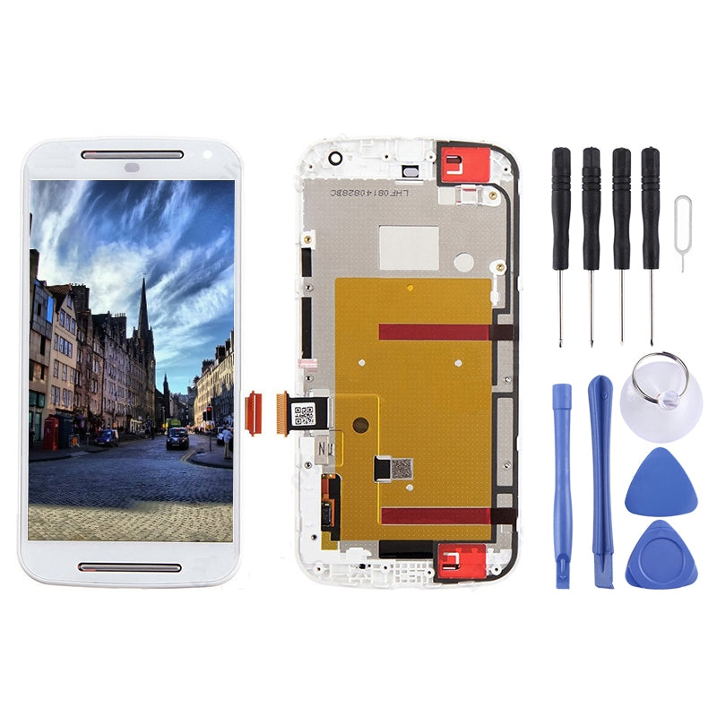3 in 1  LCD + Frame + Touch Pad Digitizer Assembl for Motorola Moto G2 White