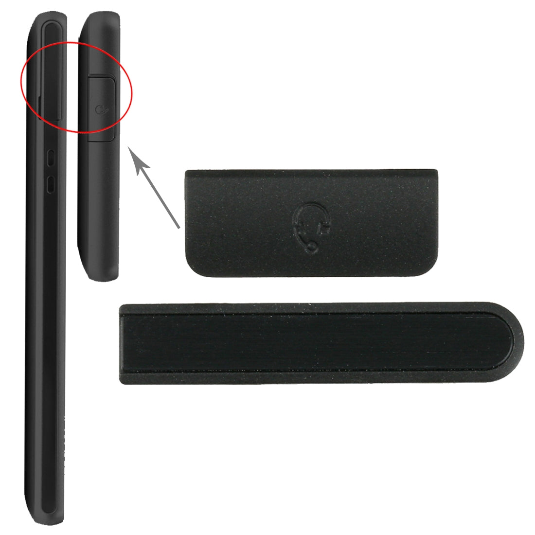 Earphone Button & Volume Button  for Sony Xperia ZR / M36h Black