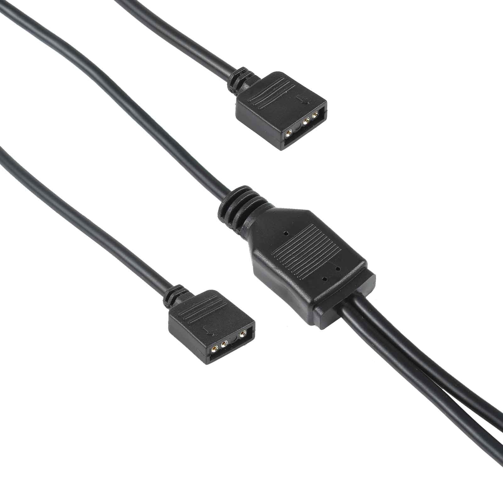 3 Pin 5V 1 to 2 Motherboard AURA RGB PC Cooling Extension Cable for Asus Black