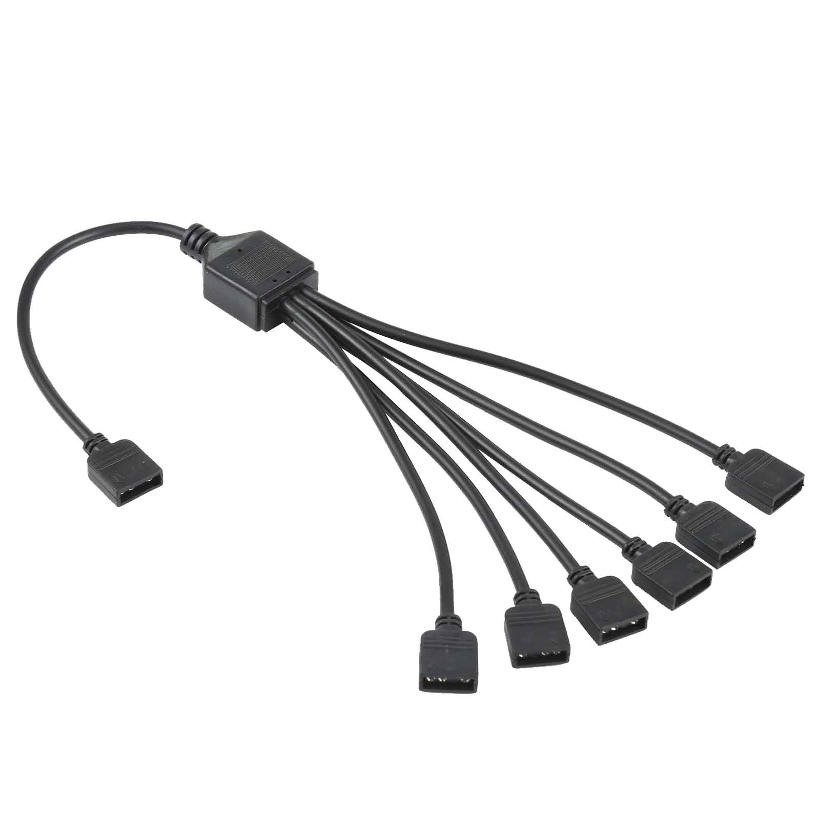 3 Pin 5V 1 to 6 Motherboard AURA RGB PC Cooling Extension Cable for Asus  Black