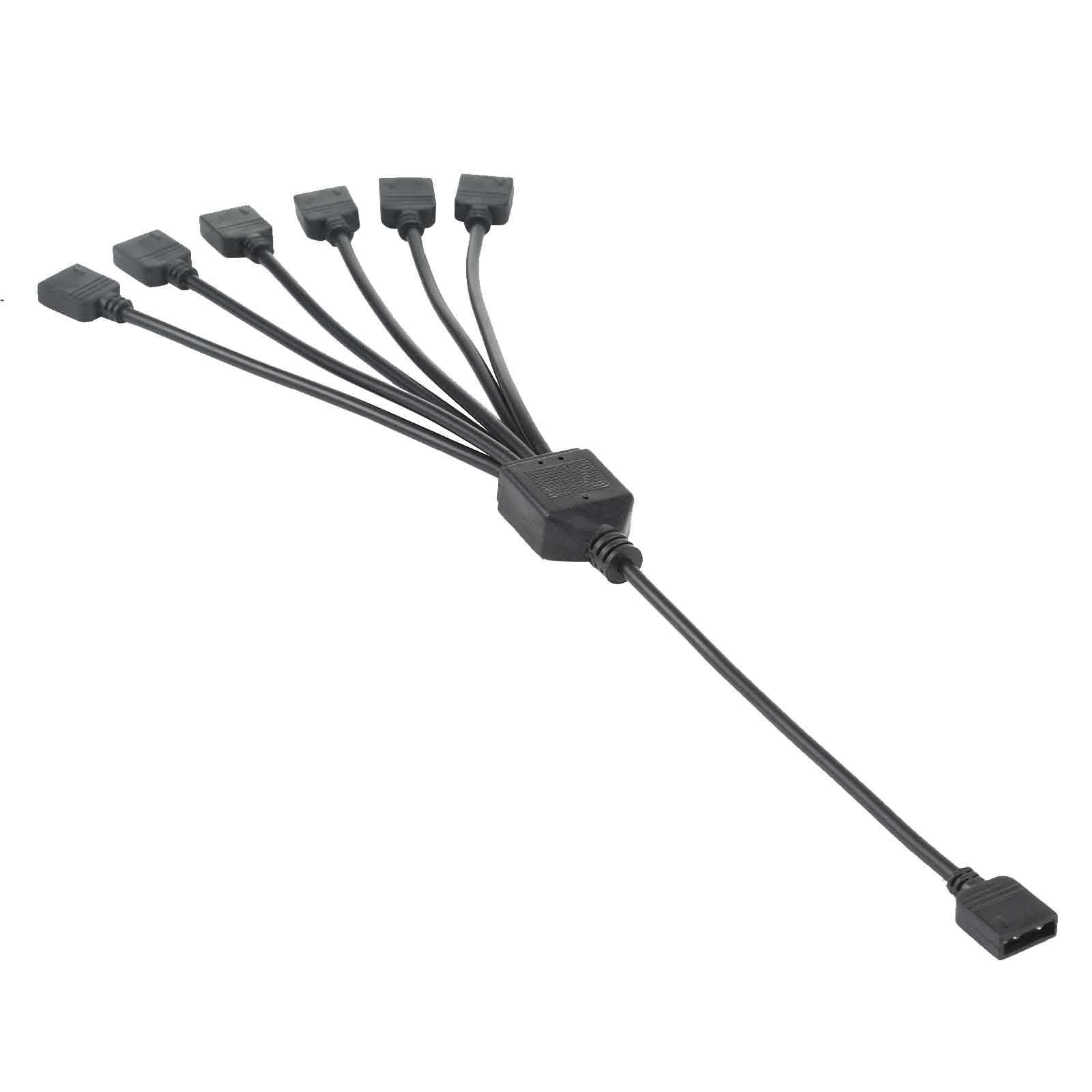 3 Pin 5V 1 to 6 Motherboard AURA RGB PC Cooling Extension Cable for Asus  Black