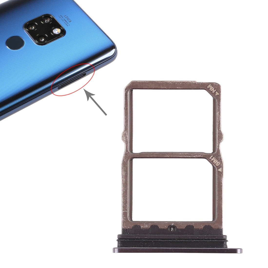 2 x SIM Card Tray for Huawei Mate 20  Black