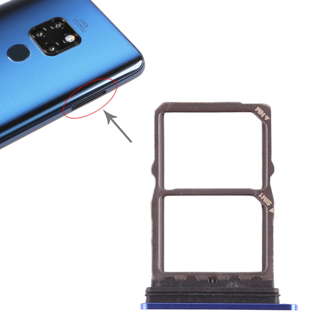 2 x SIM Card Tray for Huawei Mate 20  Blue