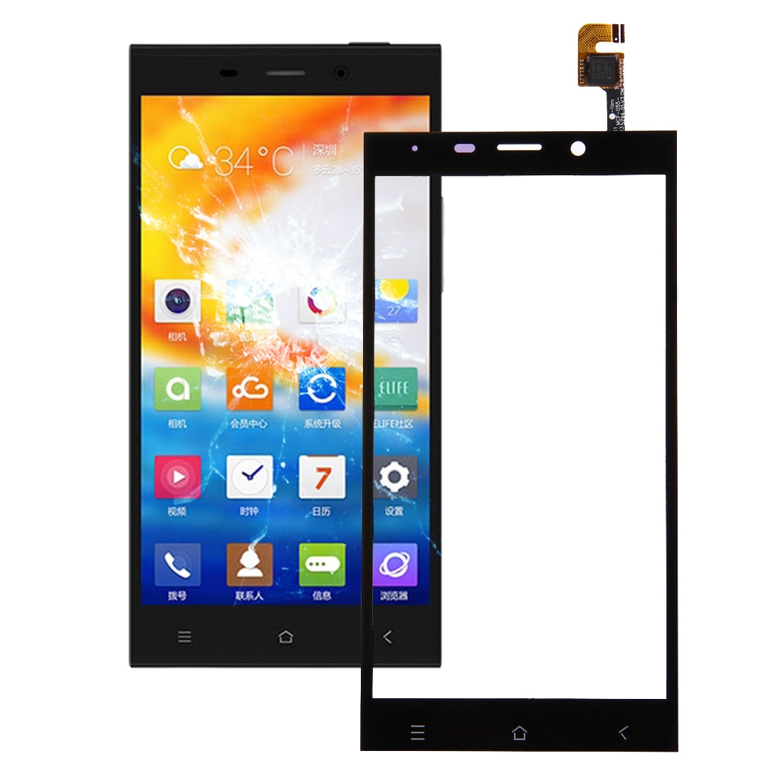 For Gionee Elife E7 Touch Panel Black