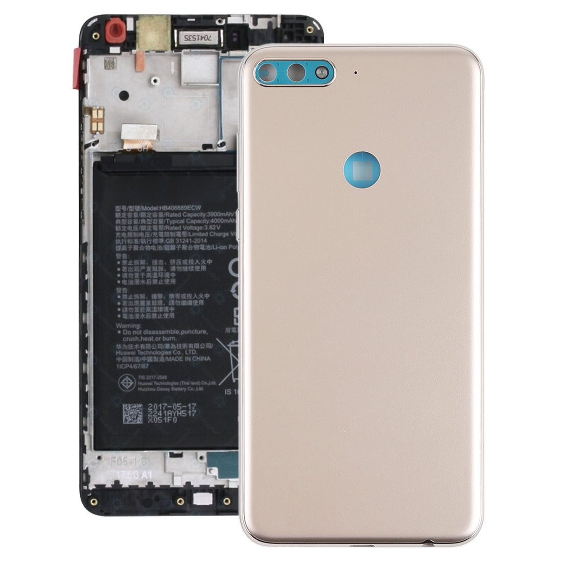 Back Cover with Side Keys for Huawei Nova 2 Lite / Y7 Prime  2018 Gold