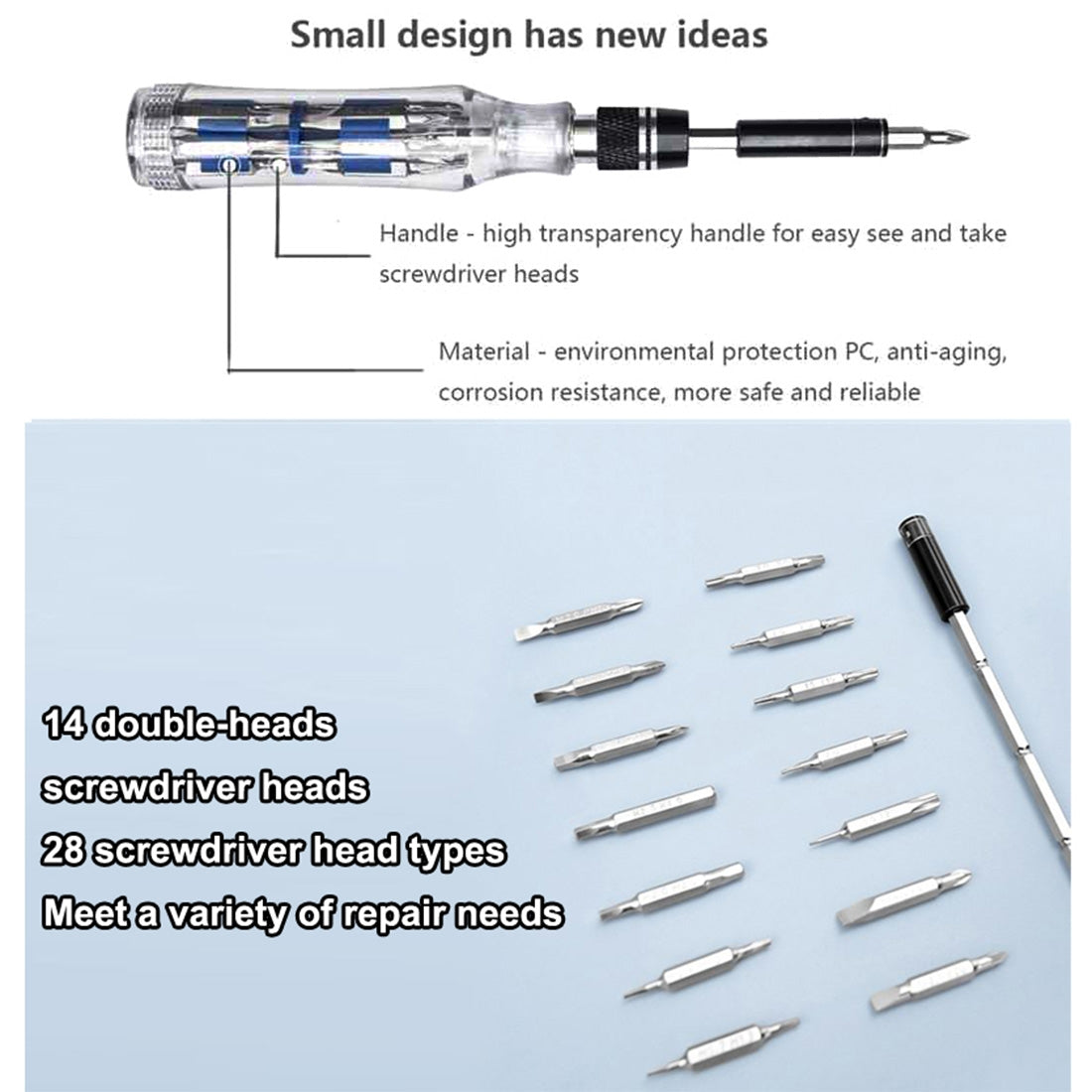 For MIJOY 28 in 1 Mini Precision Screwdriver 4 Gears Retractable Transparent Screw Screwdriver Repair Tool