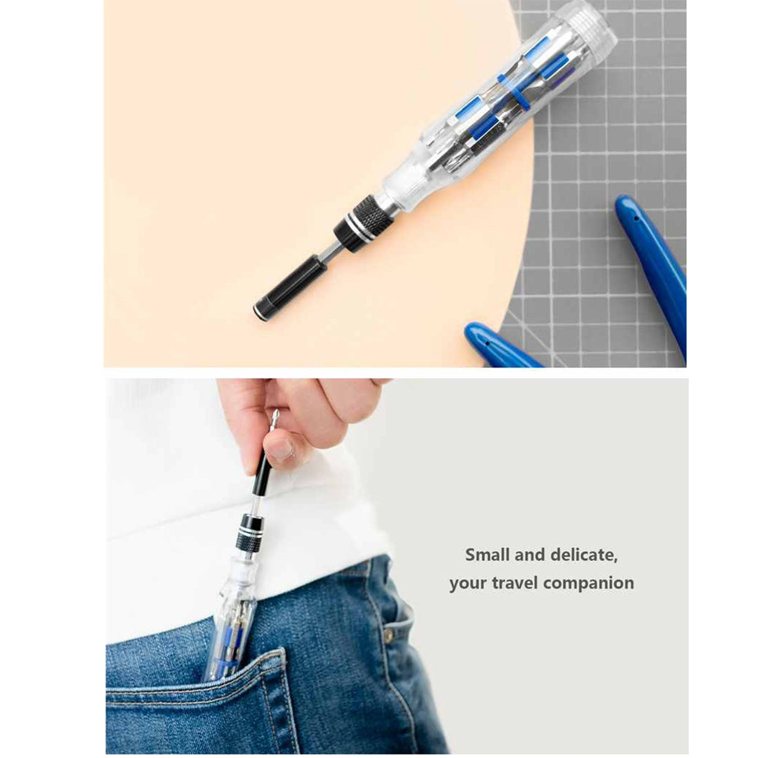 For MIJOY 28 in 1 Mini Precision Screwdriver 4 Gears Retractable Transparent Screw Screwdriver Repair Tool