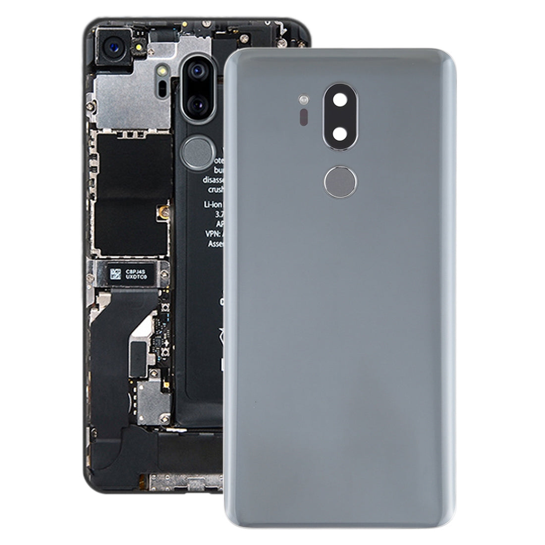 Battery Back Cover with Camera Lens & Fingerprint Sensor for LG G7 ThinQ / G710 / G710EM / G710PM / G710VMP Silver