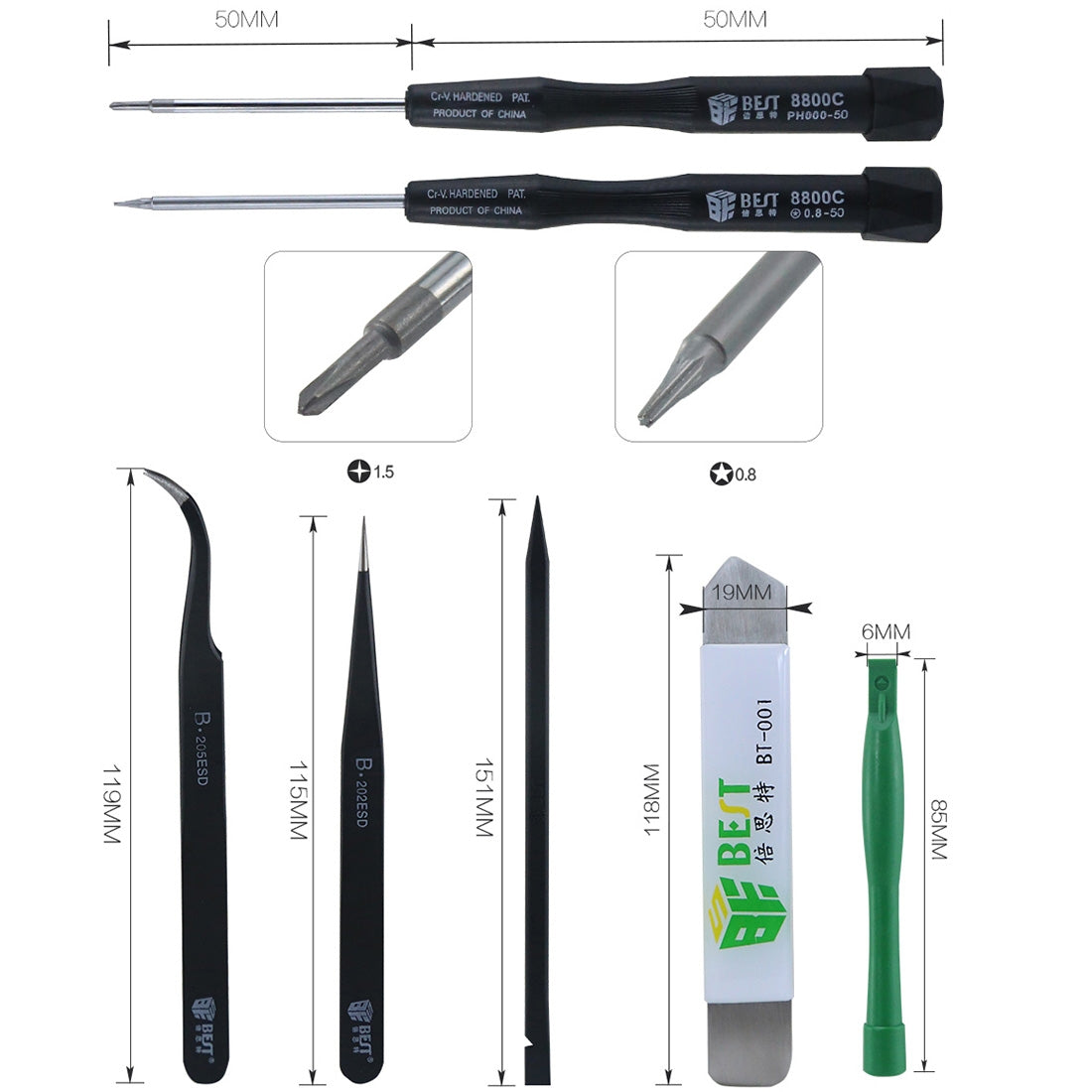 8 in 1 BST-609 Cell Phone Repair Tool Kit Opening Tools
