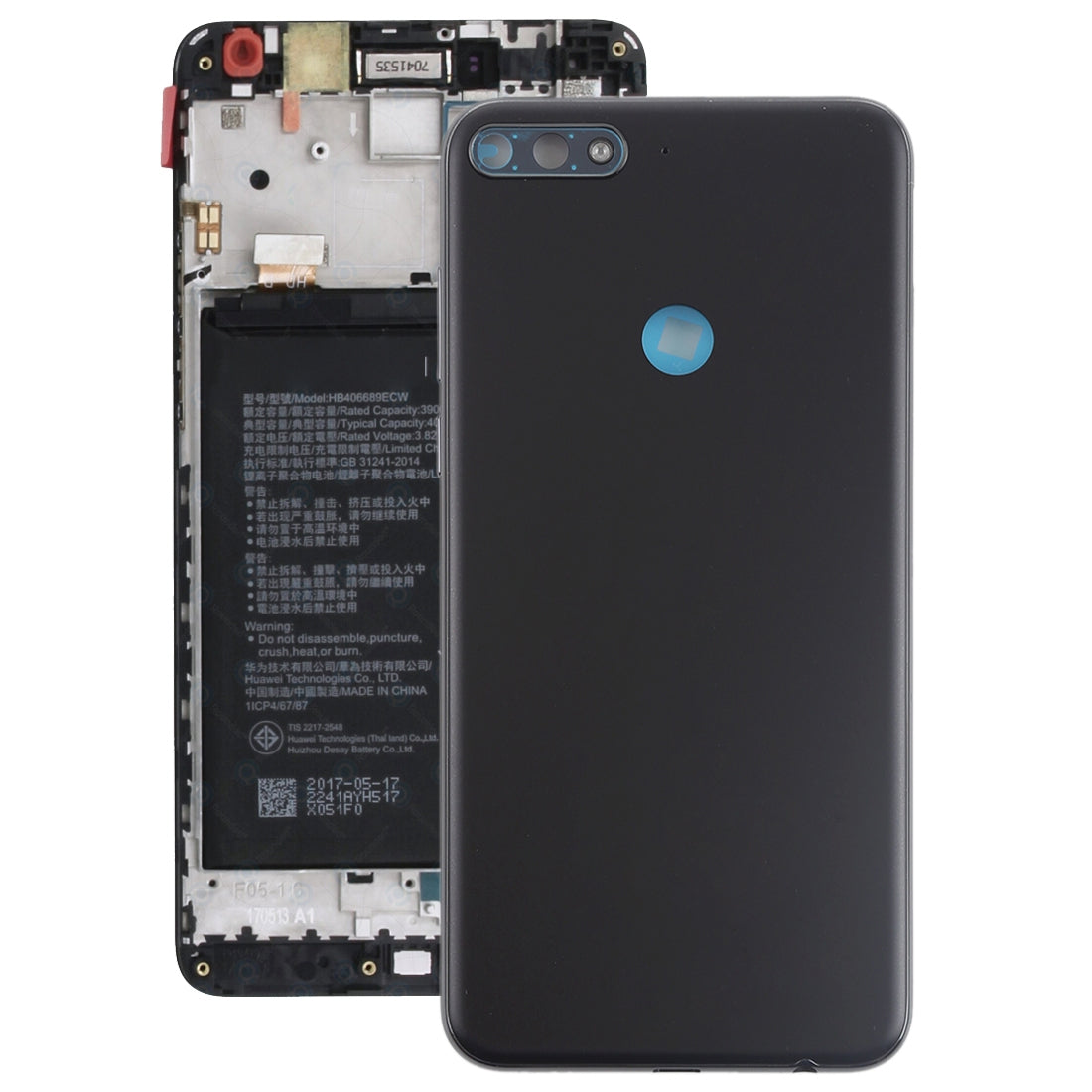 Back Cover with Side Keys for Huawei Y7  2018 Black