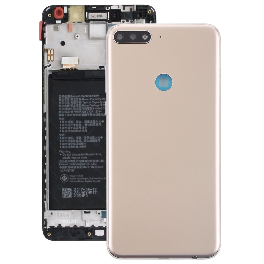 Back Cover with Side Keys for Huawei Y7  2018 Gold