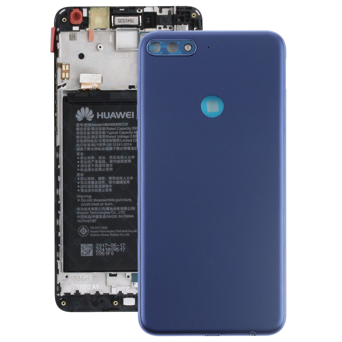 Back Cover with Side Keys for Huawei Y7  2018 Blue