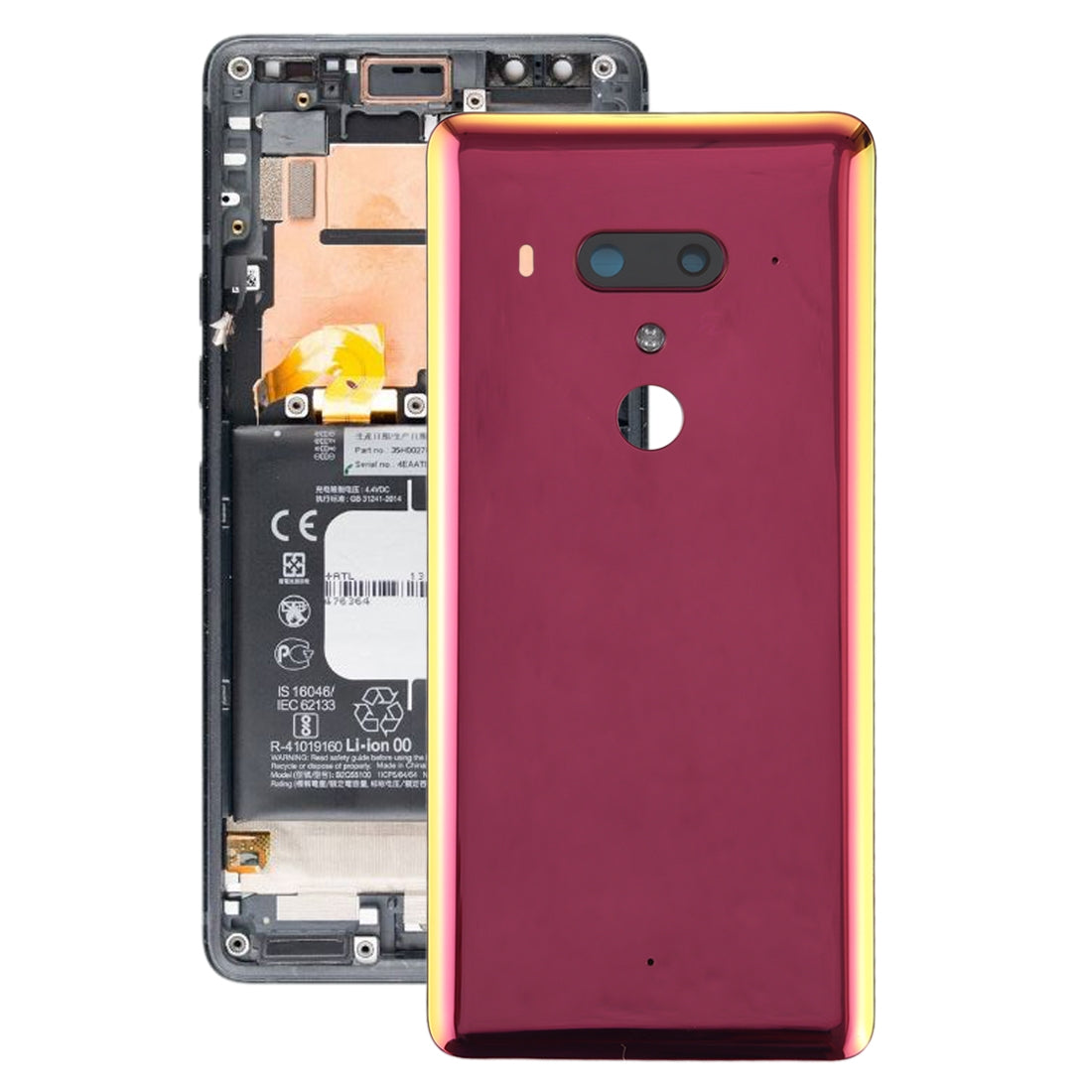 Battery Back Cover with Camera Lens for HTC U12+ Red