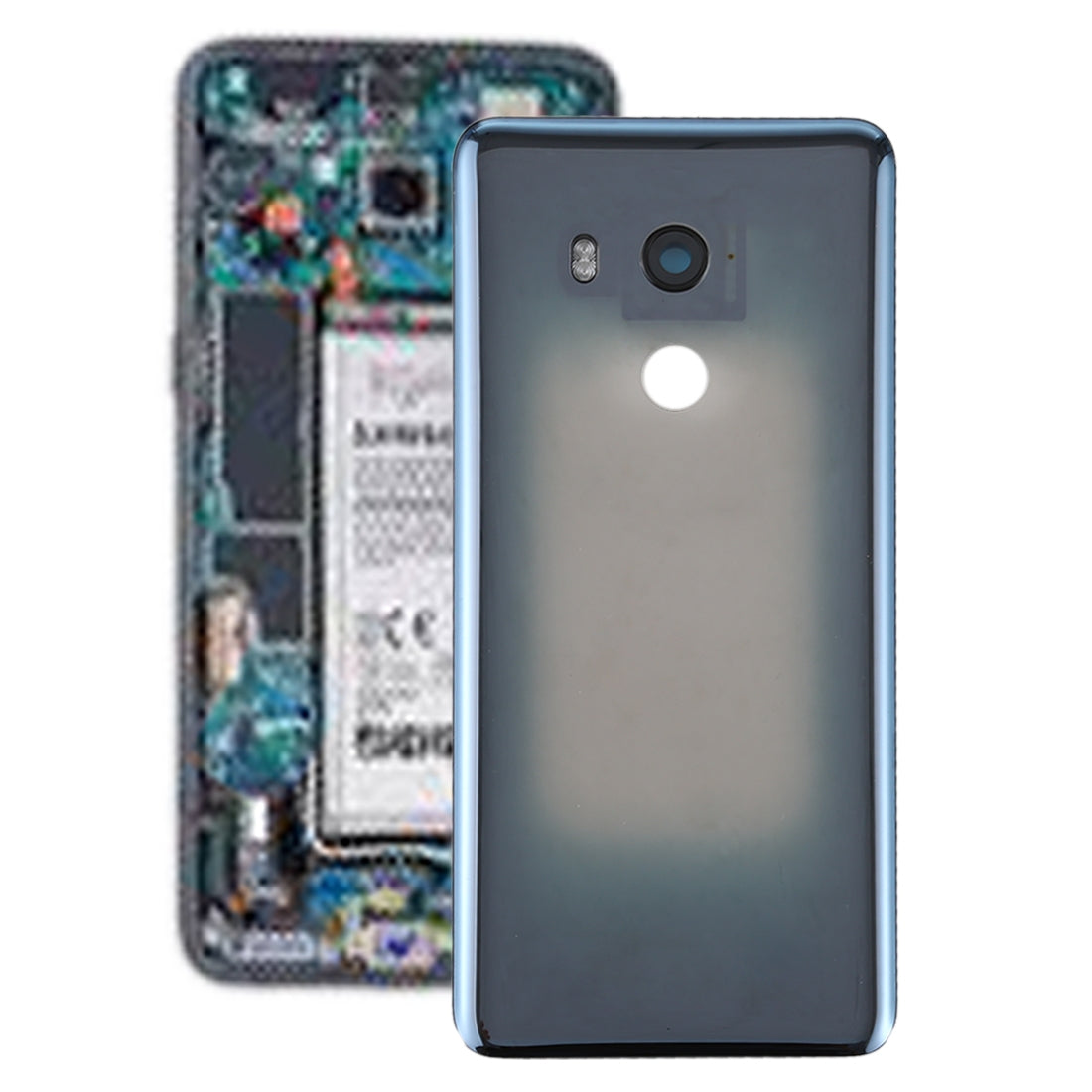 Battery Back Cover with Camera Lens for HTC U11+ Transparent Black