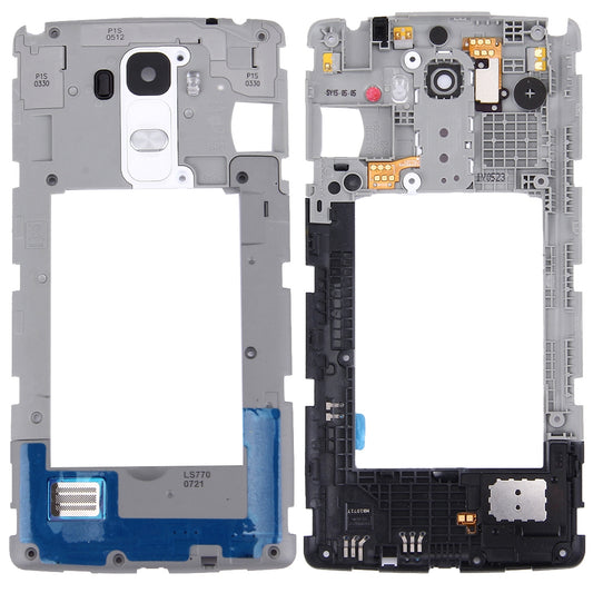 for LG G Stylo / LS770 / H631 & G4 Stylus / H635 Back Plate Housing Camera Lens Panel with Speaker Ringer Buzzer White