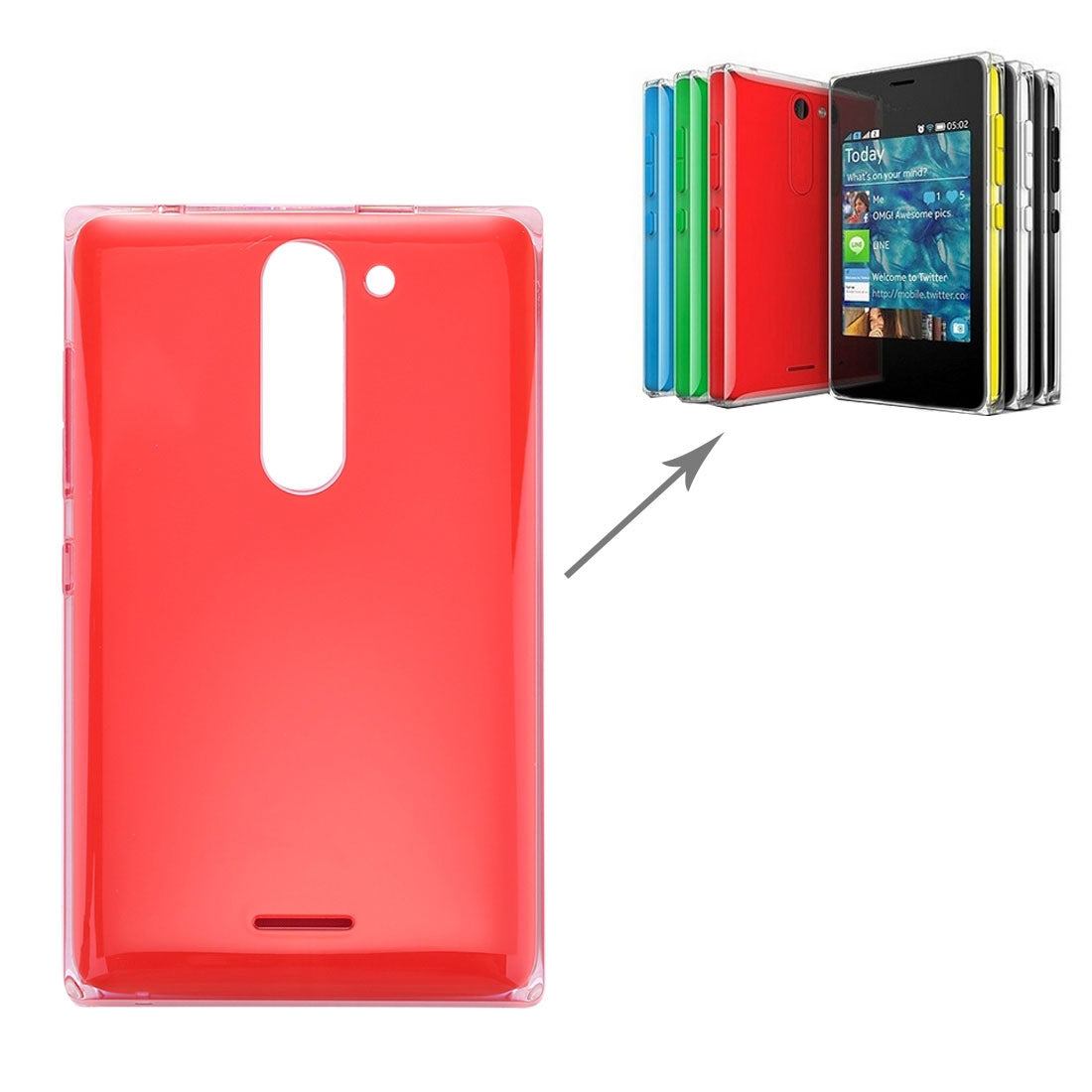 Dual SIM Battery Back Cover for Nokia Asha 502  Red