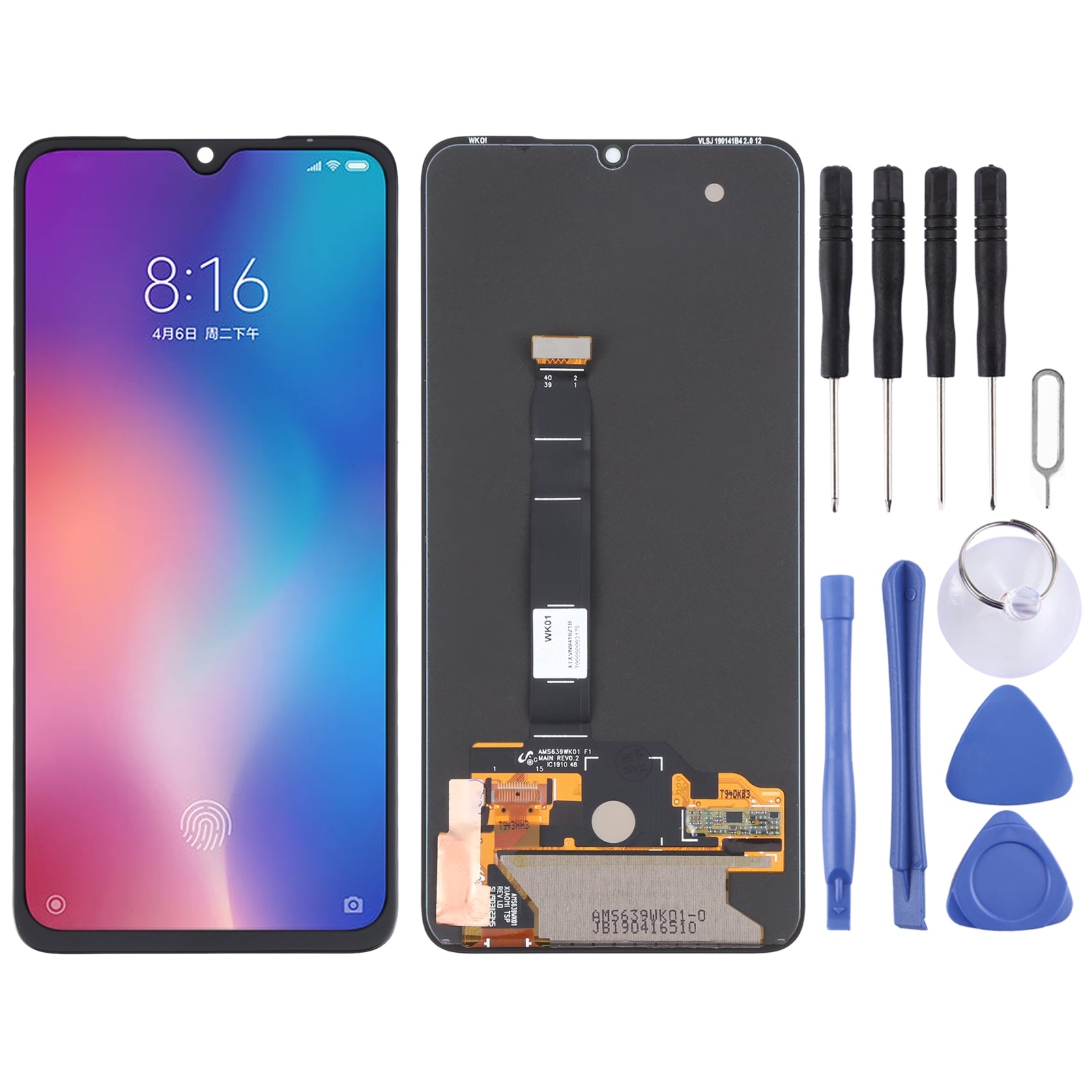 AMOLED Material LCD Screen and Digitizer Full Assembly for Xiaomi Mi 9 Black
