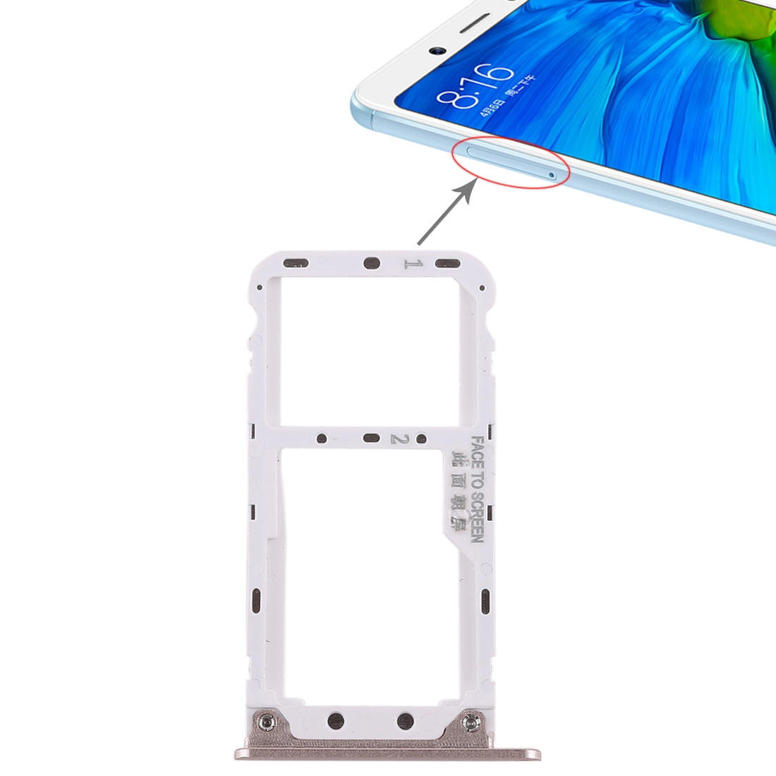 2 SIM Card Tray / Micro SD Card Tray for Xiaomi Redmi Note 5 Gold