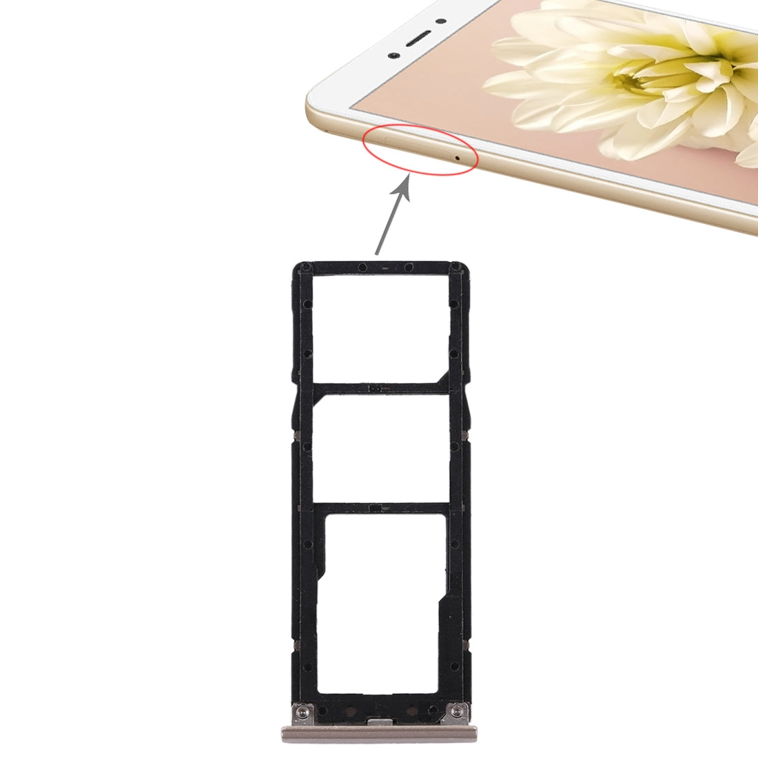2 SIM Card Tray + Micro SD Card Tray for Xiaomi Redmi Note 5A Gold
