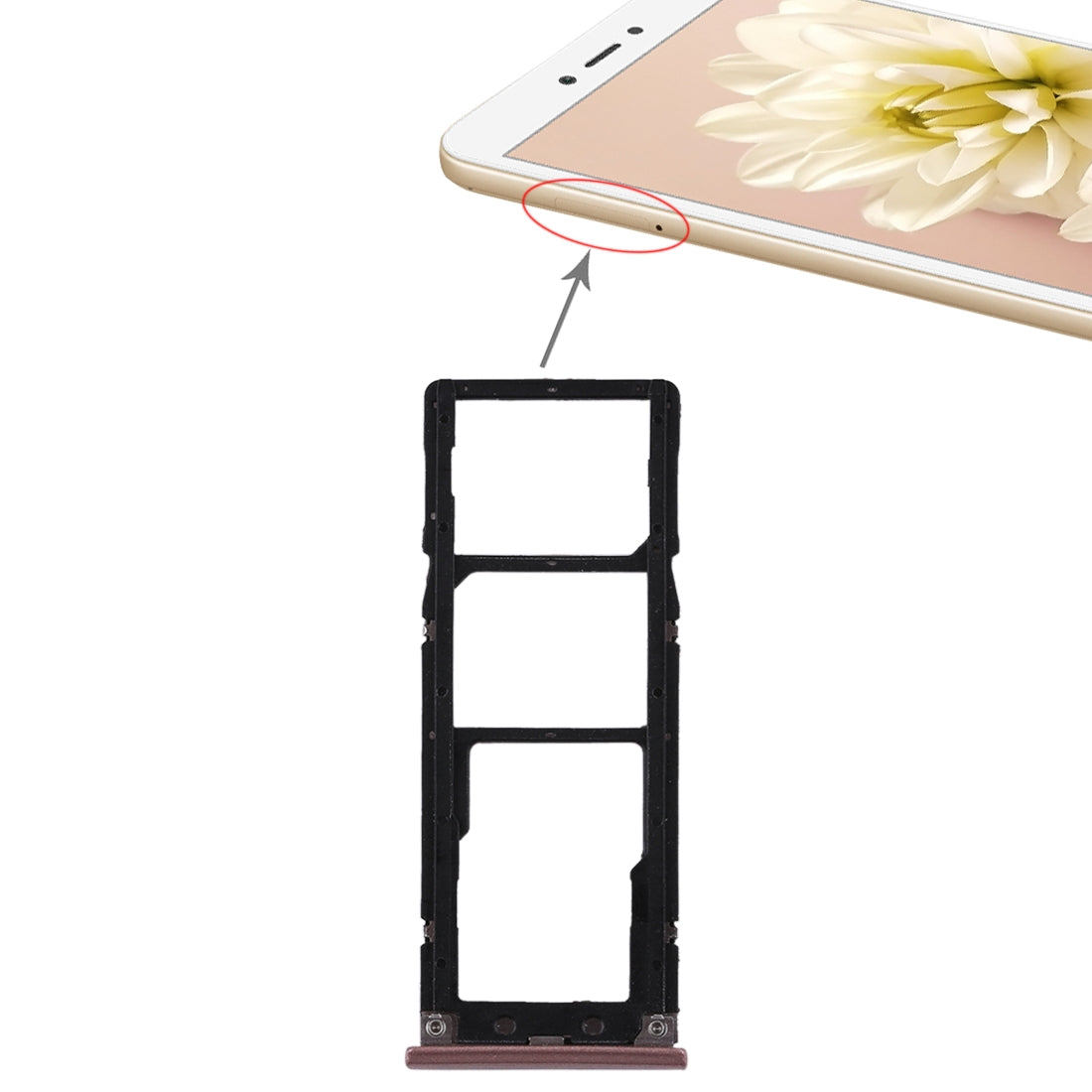 2 SIM Card Tray + Micro SD Card Tray for Xiaomi Redmi Note 5A Rose Gold