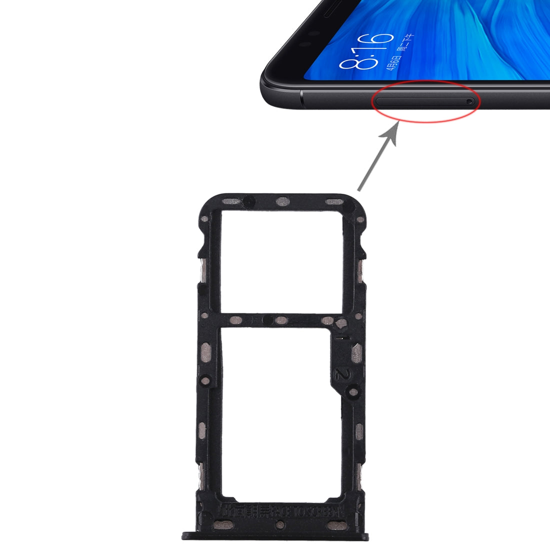 2 SIM Card Tray / Micro SD Card Tray for Xiaomi Redmi 5 Black