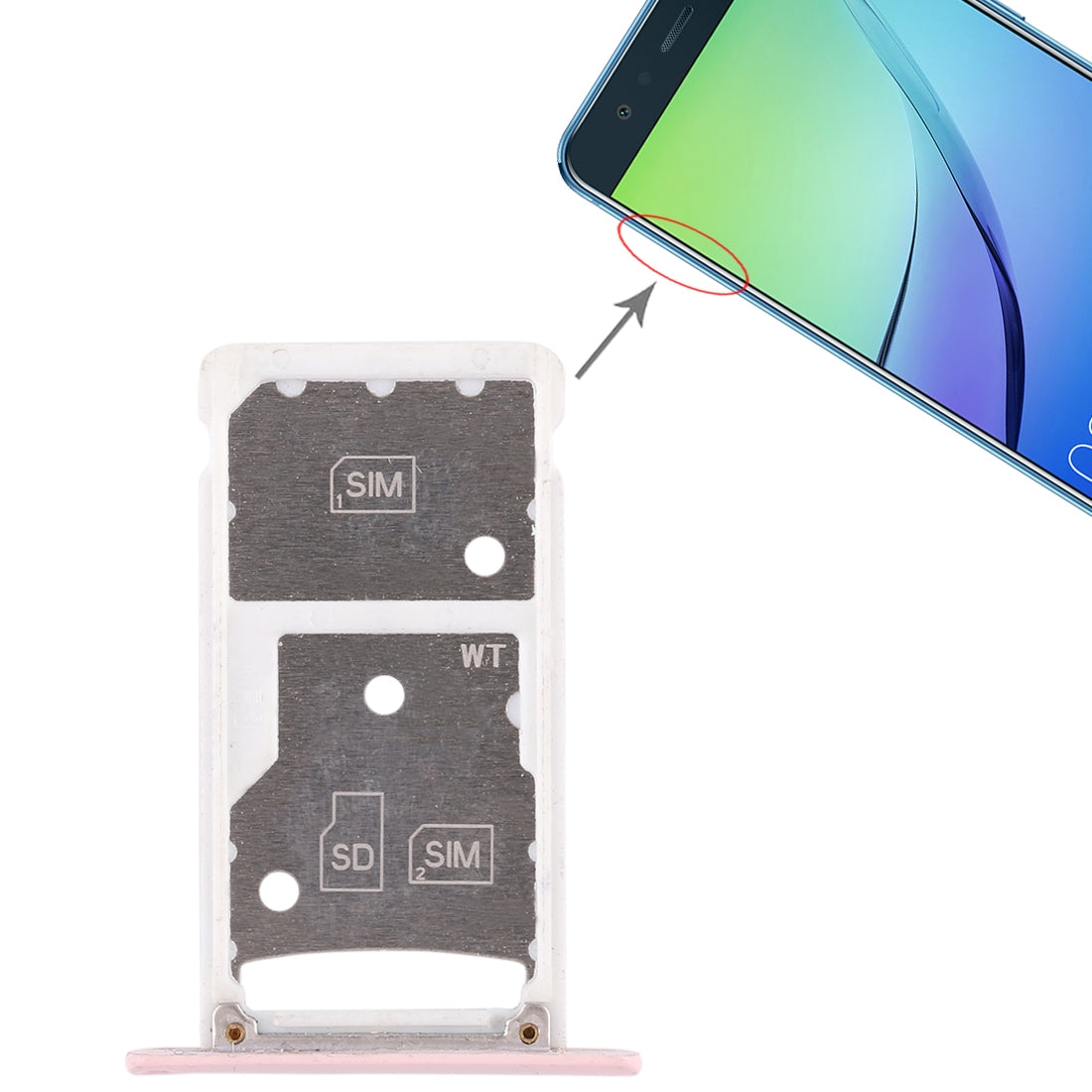 2 SIM Card Tray / Micro SD Card Tray for Huawei Enjoy 6 / AL00 Pink