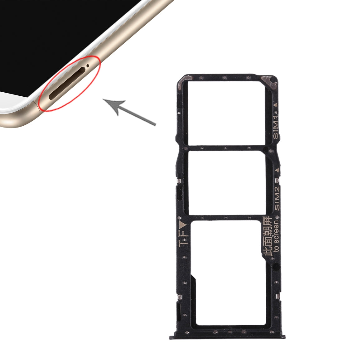 2 SIM Card Tray + Micro SD Card Tray for Huawei Enjoy 8 Plus Black