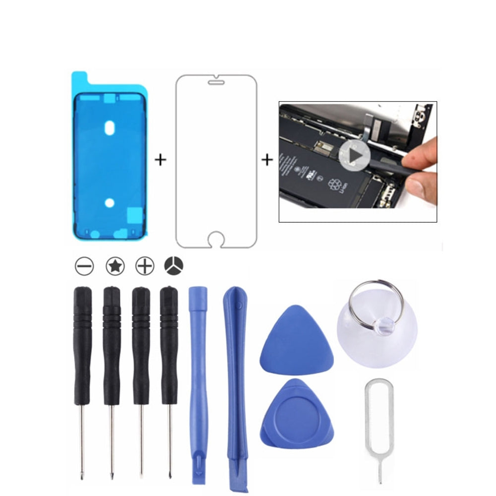 12 in 1 Repair Kits & Gifts  4 x Screwdriver + 2 x Teardown Rods + 2 x Triangle on Thick Slices + 1 x Eject Pin + 1 x Chuck + 1 x  Sticker + 1 x Tempered Glass