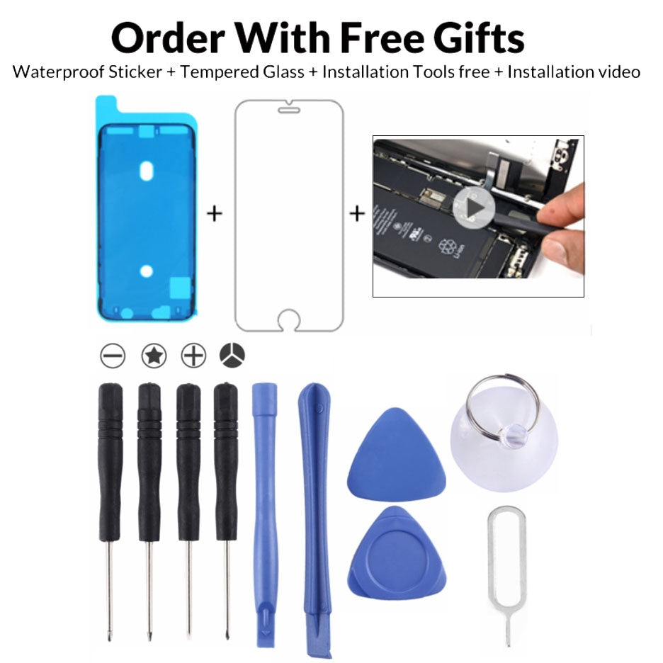 12 in 1 Repair Kits & Gifts  4 x Screwdriver + 2 x Teardown Rods + 2 x Triangle on Thick Slices + 1 x Eject Pin + 1 x Chuck + 1 x  Sticker + 1 x Tempered Glass