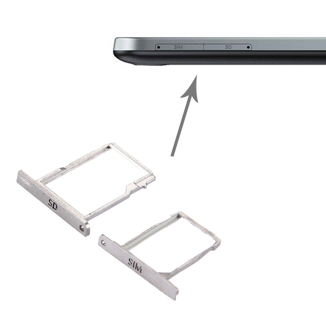 for BlackBerry Classic / Q20 SIM Card Tray + Micro SD Card Tray Silver