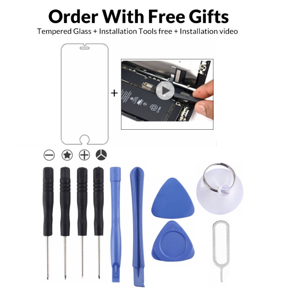 11 in 1 Repair Kits & Gifts  4 x Screwdriver + 2 x Teardown Rods + 2 x Triangle on Thick Slices + 1 x Eject Pin + 1 x Chuck + 1 x Tempered Glass