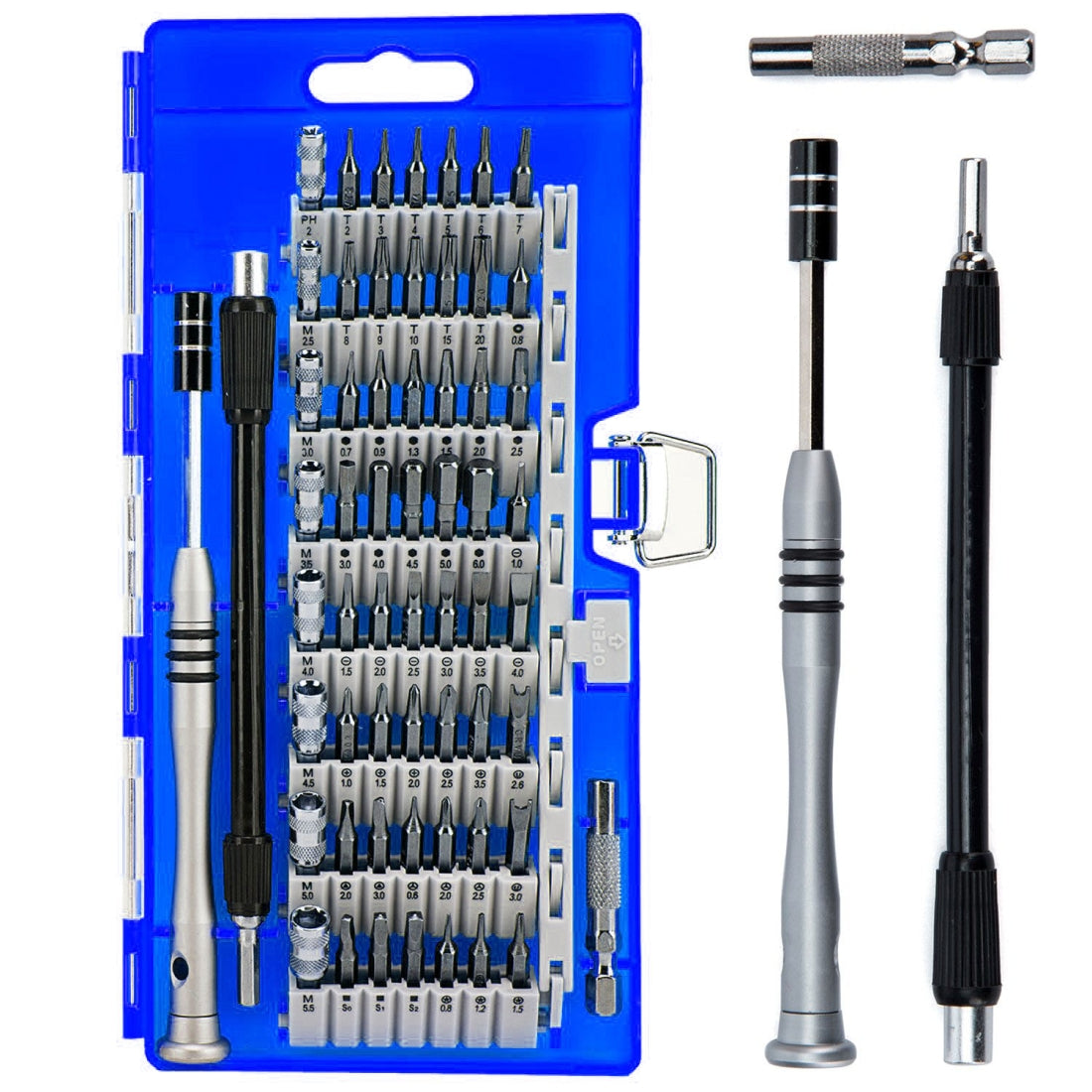60 in 1 S2 Tool Steel Precision Screwdriver Nutdriver Bit Repair Tools Kit Blue