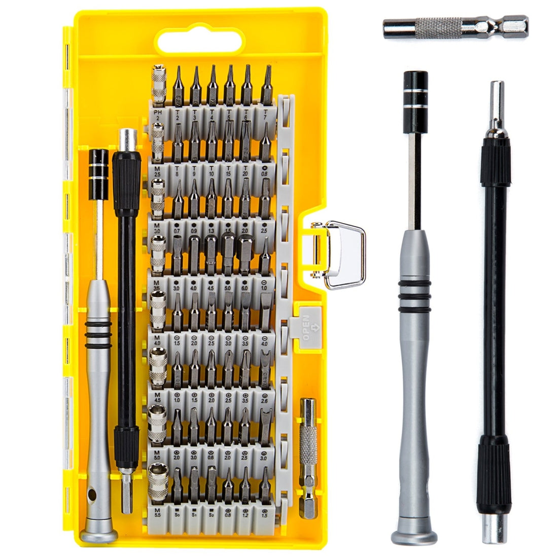 60 in 1 S2 Tool Steel Precision Screwdriver Nutdriver Bit Repair Tools Kit Yellow