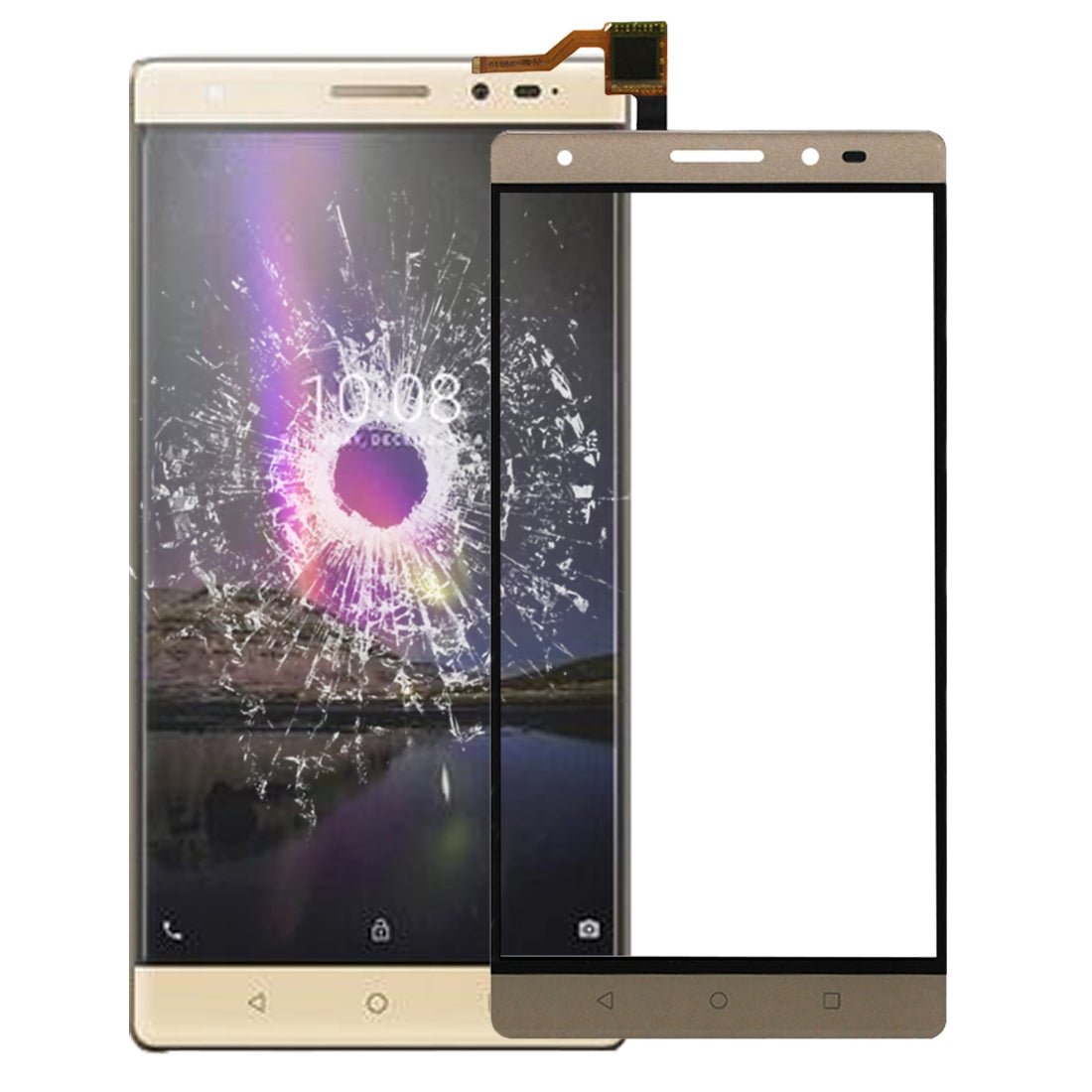 For Lenovo Phab 2 Plus / PB2-670 / PB2-670N Touch Panel Gold