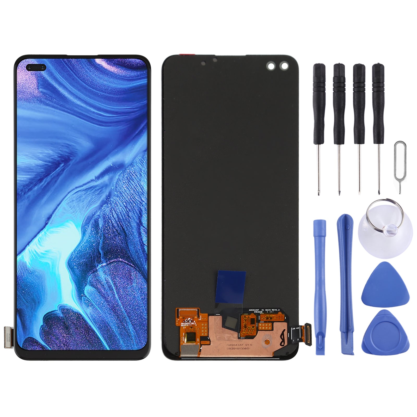 AMOLED Material LCD Screen and Digitizer Full Assembly for OPPO Reno4 4G