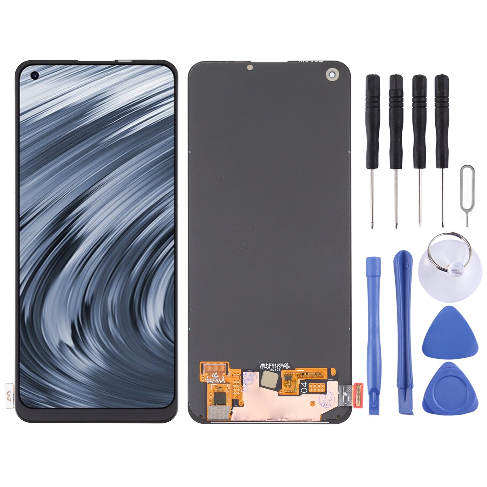 AMOLED Material LCD Screen and Digitizer Full Assembly for OPPO Realme V15 5G