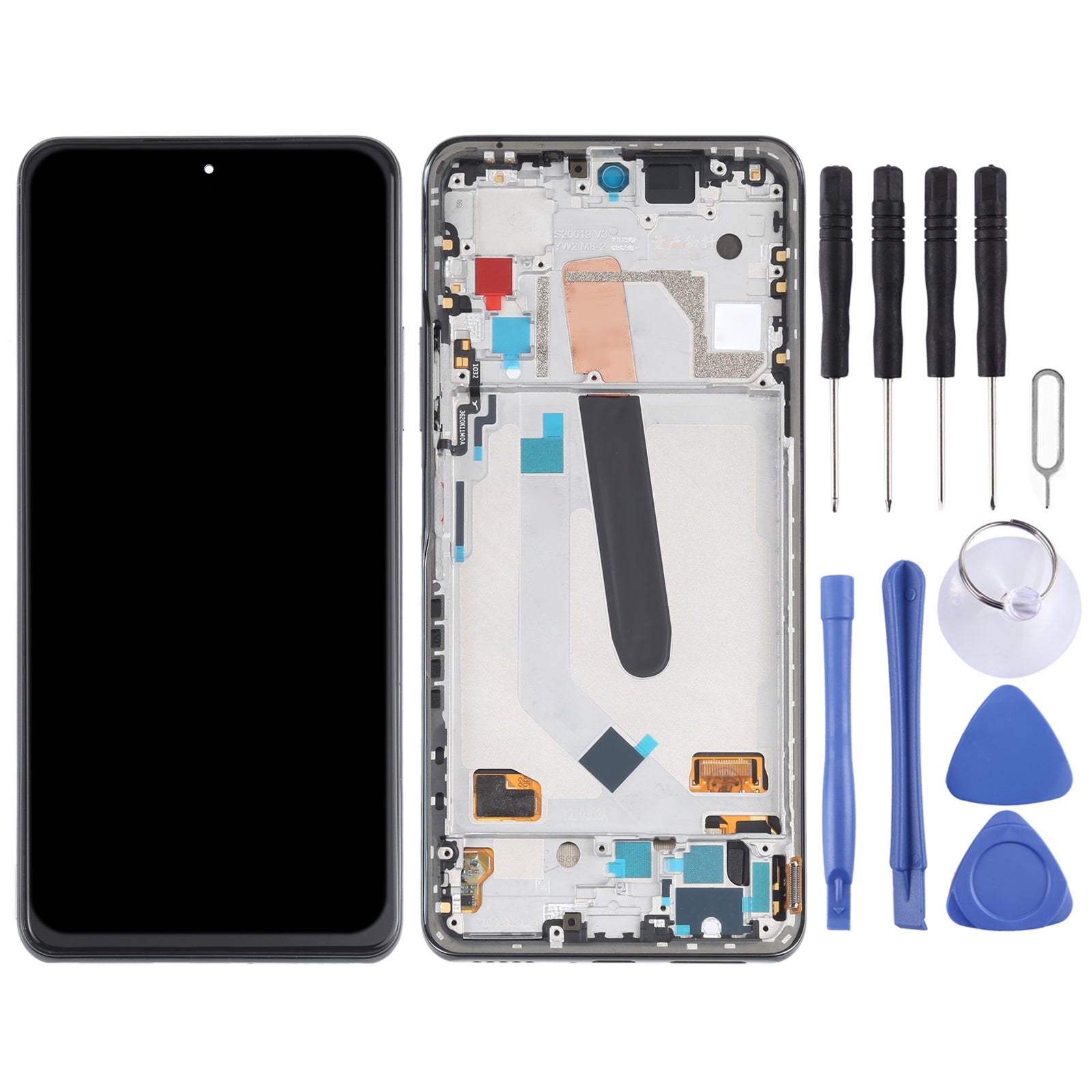 AMOLED Material LCD Screen and Digitizer Full Assembly With Frame for Xiaomi Redmi K40 / Redmi K40 Pro / Redmi K40 Pro+ / Mi 11i / Poco F3 / M2012K11AC M2012K11C M2012K11AG M2012K11G Black