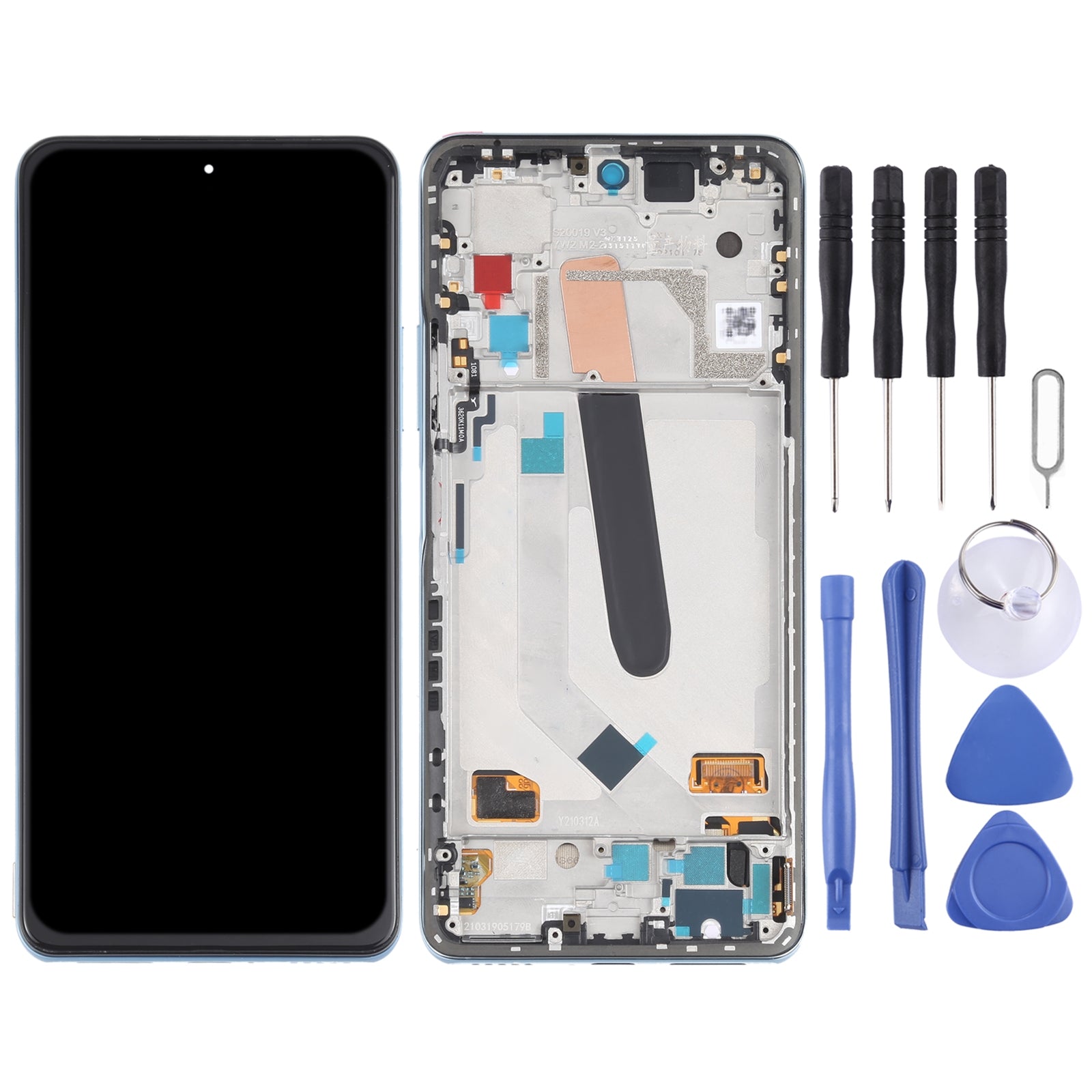 AMOLED Material LCD Screen and Digitizer Full Assembly With Frame for Xiaomi Redmi K40 / Redmi K40 Pro / Redmi K40 Pro+ / Mi 11i / Poco F3 / M2012K11AC M2012K11C M2012K11AG M2012K11G Blue