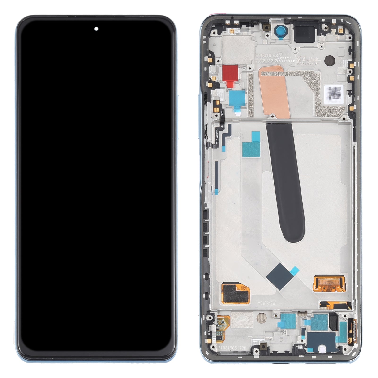 AMOLED Material LCD Screen and Digitizer Full Assembly With Frame for Xiaomi Redmi K40 / Redmi K40 Pro / Redmi K40 Pro+ / Mi 11i / Poco F3 / M2012K11AC M2012K11C M2012K11AG M2012K11G Blue
