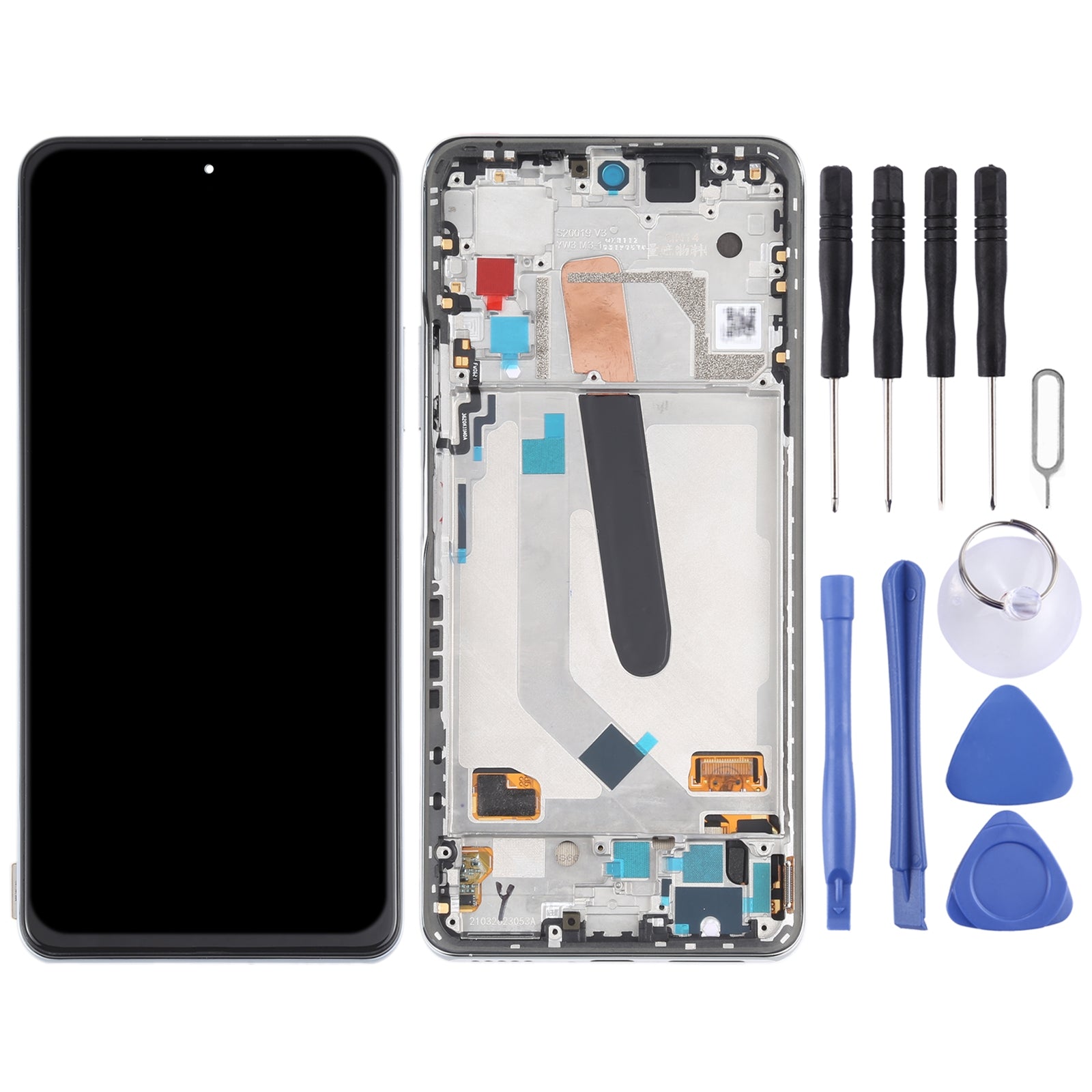 AMOLED Material LCD Screen and Digitizer Full Assembly With Frame for Xiaomi Redmi K40 / Redmi K40 Pro / Redmi K40 Pro+ / Mi 11i / Poco F3 / M2012K11AC M2012K11C M2012K11AG M2012K11G Silver