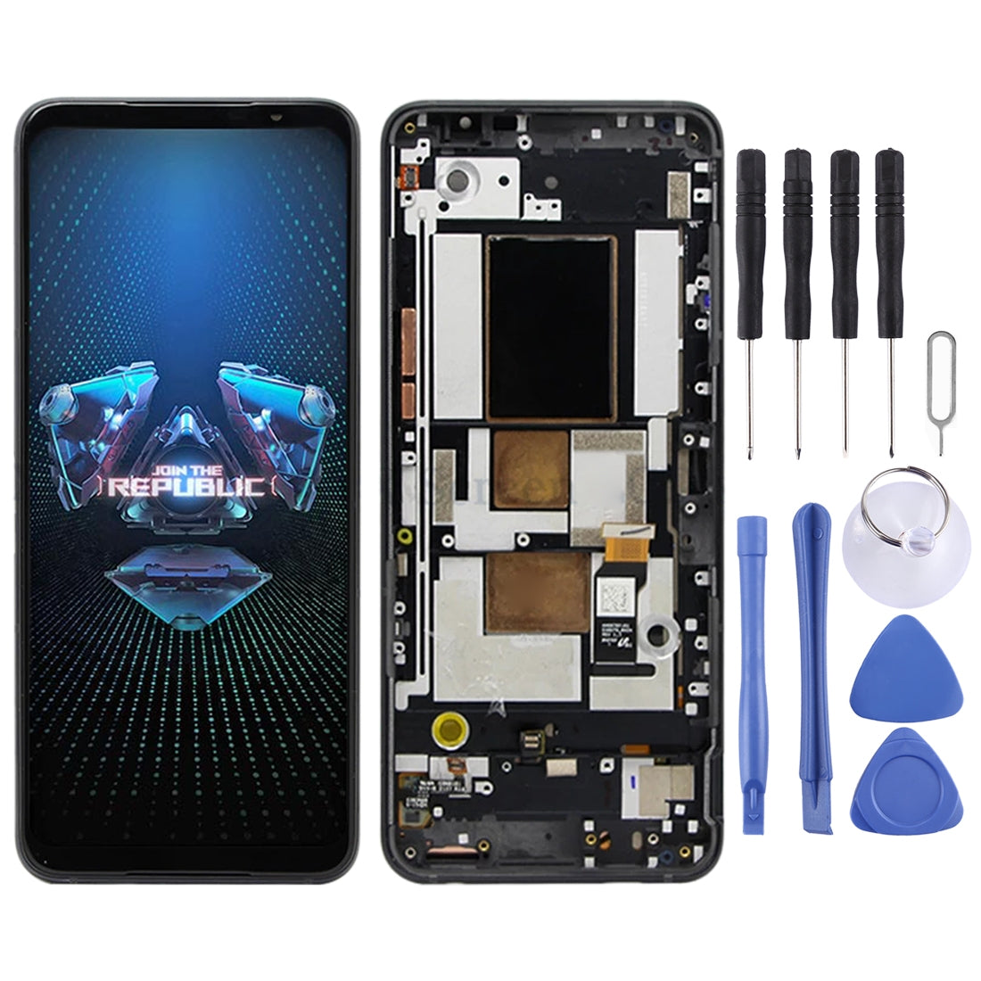 AMOLED LCD Screen for Asus ROG Phone 5 ZS673KS 1B048IN I005DB I005DA Digitizer Full Assembly with Frame?Black