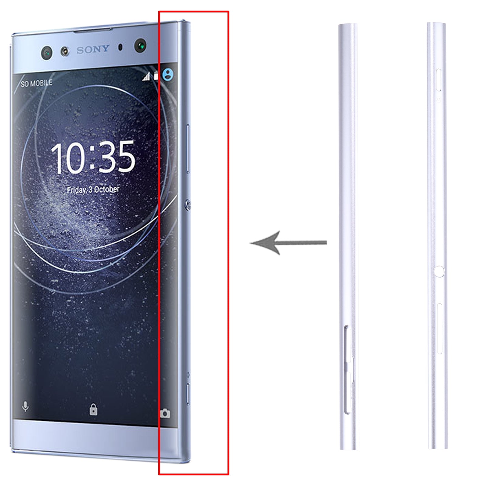 1 Pair Metal Side Part Sidebar For Sony Xperia XA2 Ultra  Silver
