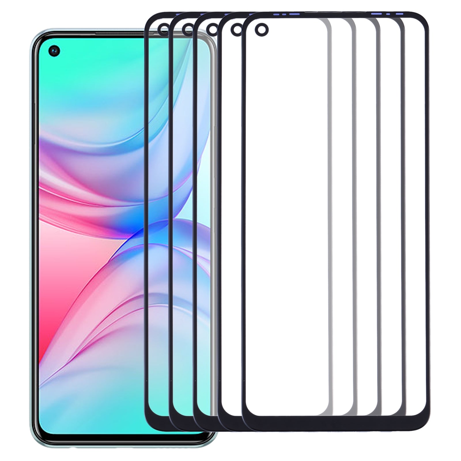 For Infinix  10 X682B, X682C 5pcs Front Screen Outer Glass Lens