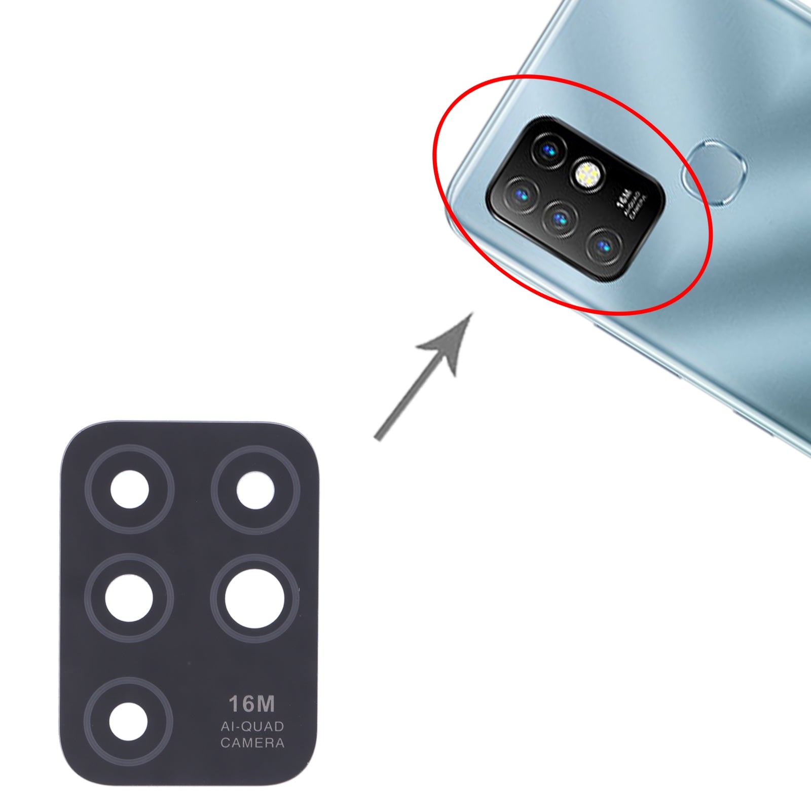 For Infinix  10 X682B, X682C 10pcs Back Camera Lens