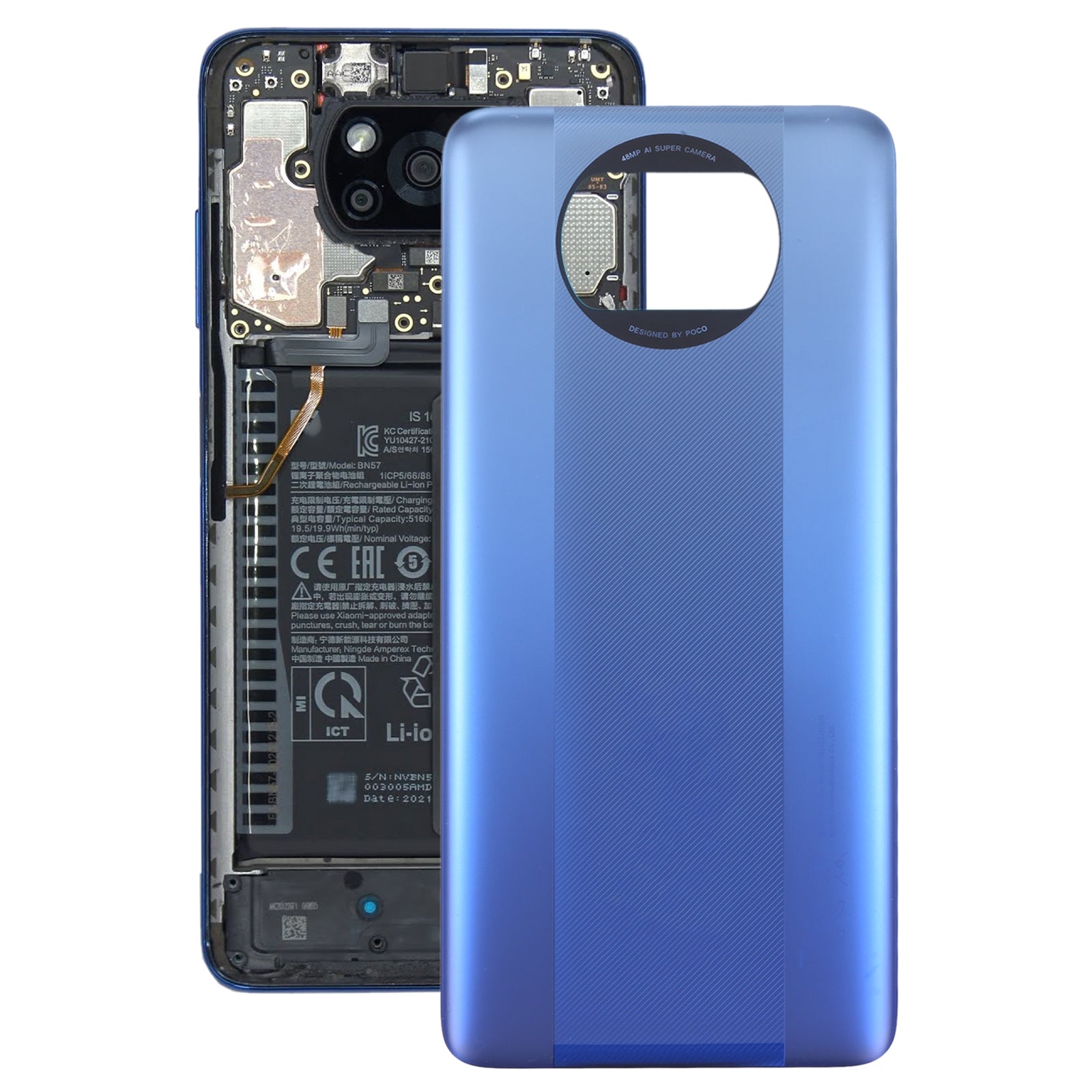 Battery Back Cover for Xiaomi Poco X3 Pro M2102J20SG Blue