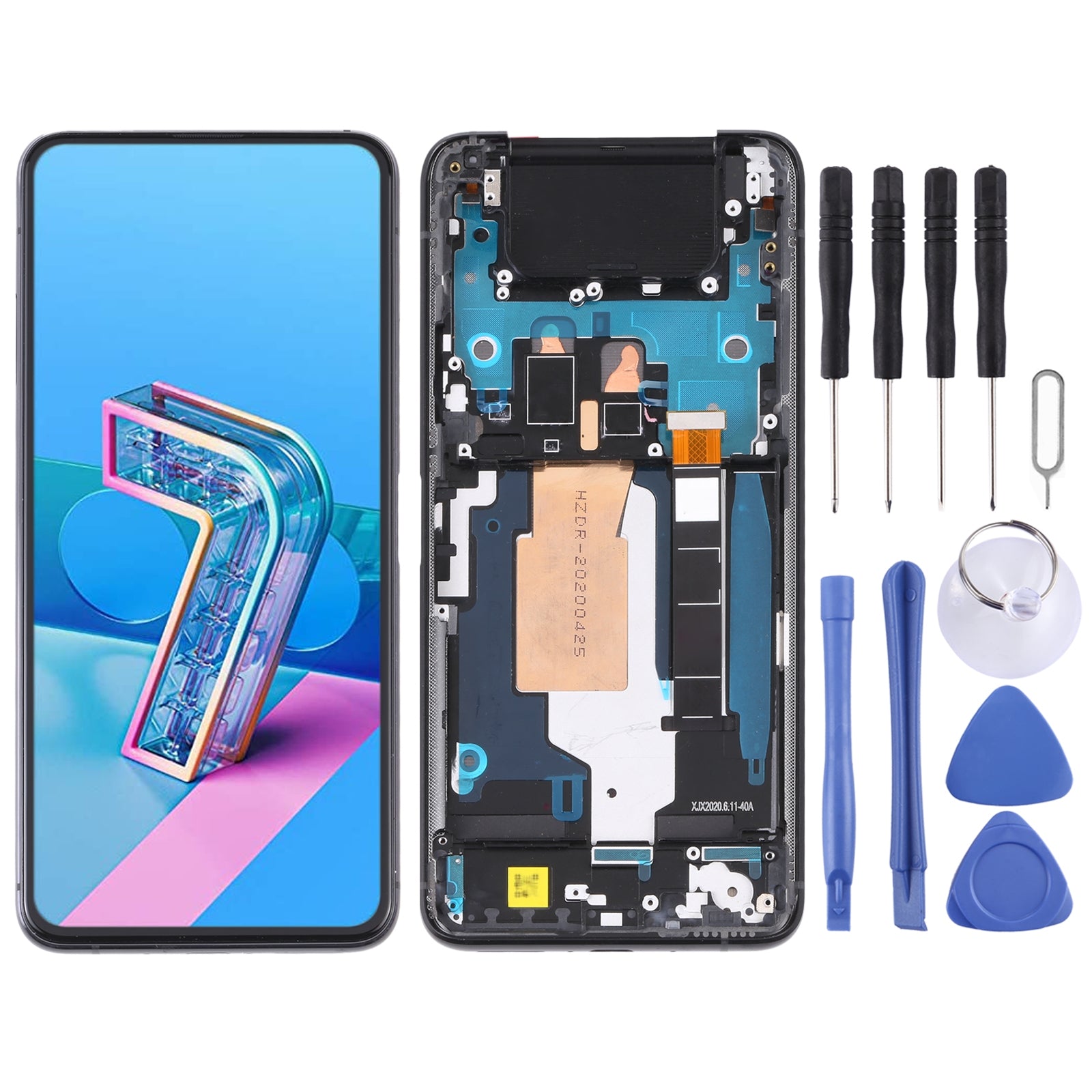 90Hz AMOLED LCD Screen for Asus Zenfone 7 Pro / Zenfone 7 ZS670KS ZS671KS Digitizer Full Assembly with Frame?Black