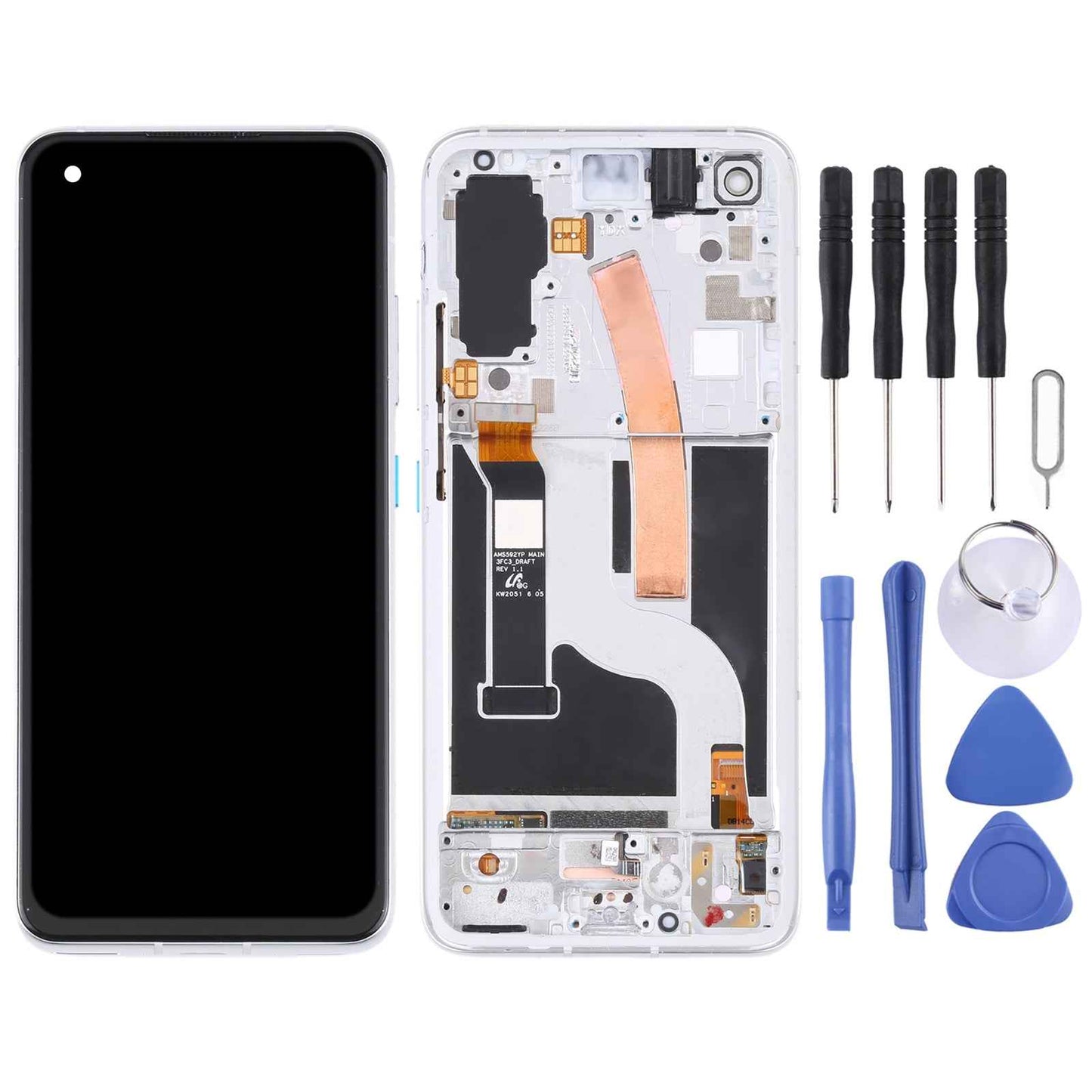 AMOLED LCD Screen for Asus Zenfone 8 ZS590KS Digitizer Full Assembly with Frame?Silver