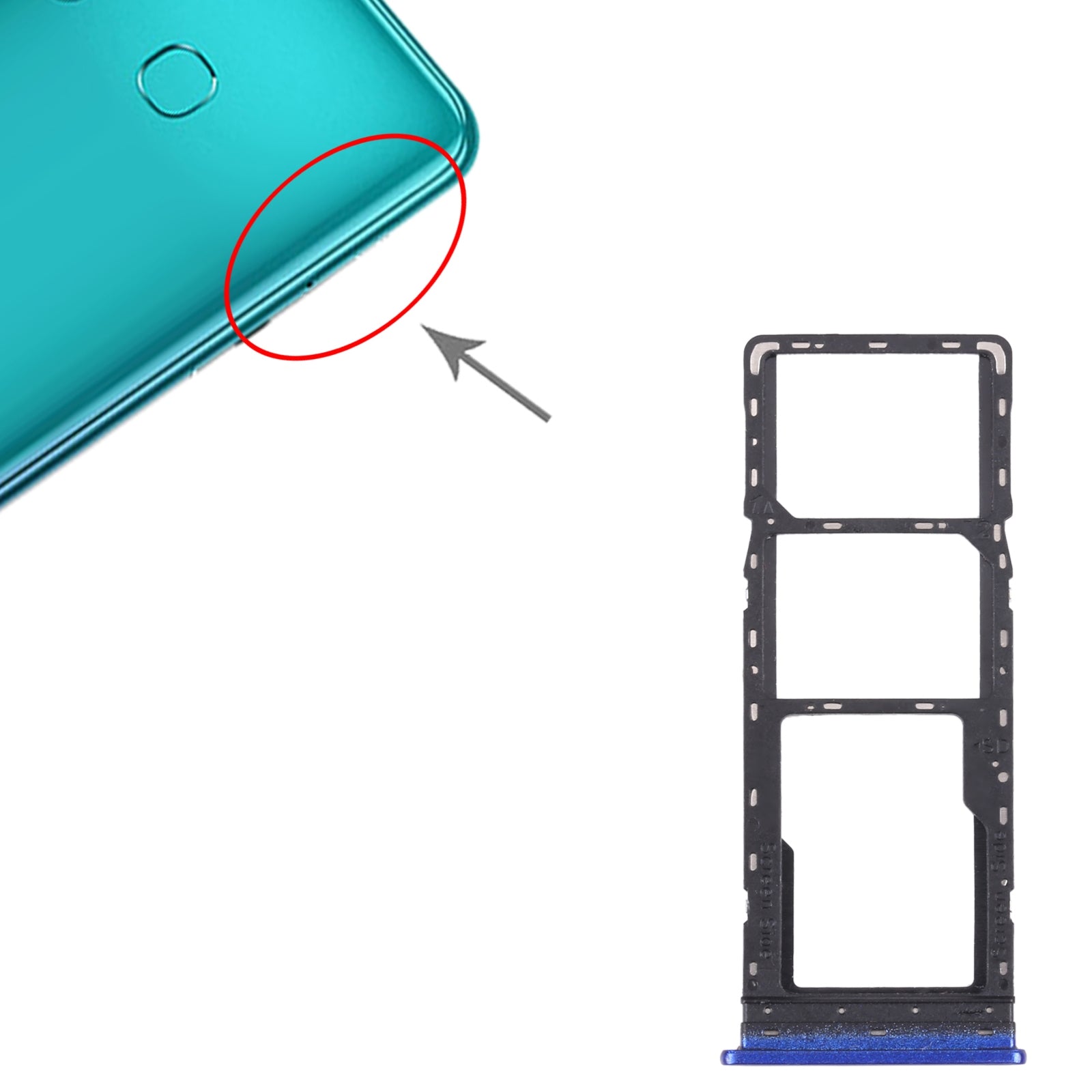 For Infinix  10 Lite X657B SIM Card Tray + SIM Card Tray + Micro SD Card Tray  Blue