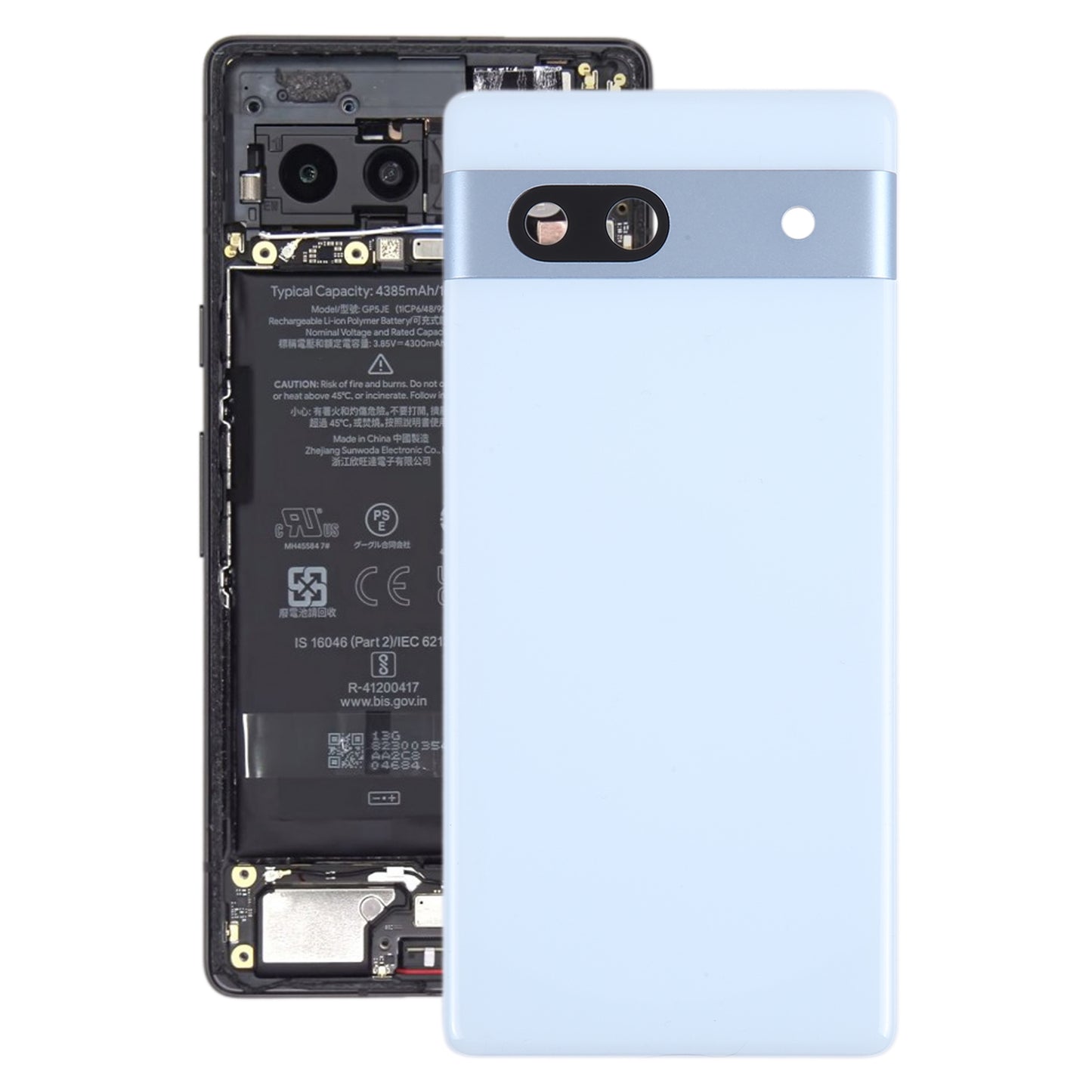 For Google Pixel 7A Battery Back Cover with Camera Lens Cover Blue